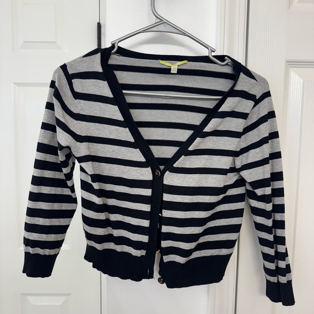 Gianni Bini Black and Gray Striped Cardigan